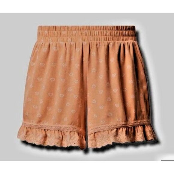 Torrid 5 Inch Pull On Gauze Smocked Ruffle Short Peach Orange size 1X - Picture 3 of 11